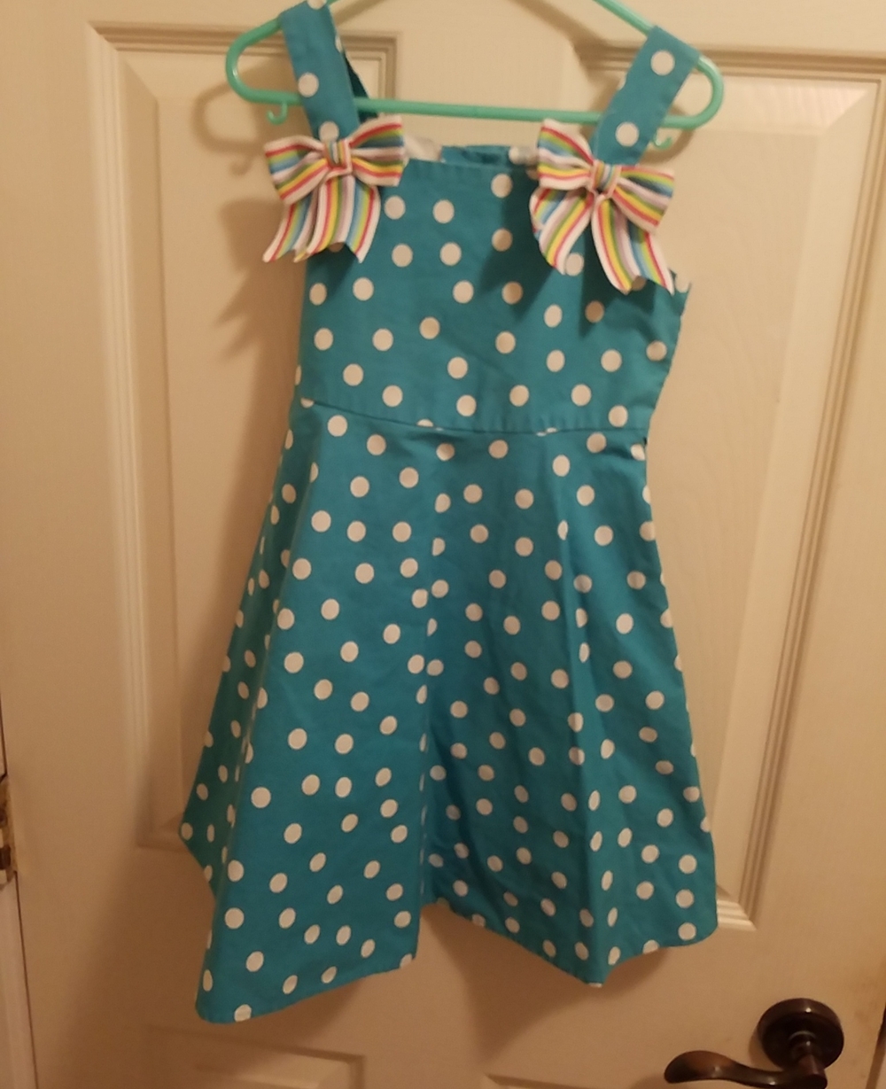 Jessica Ann Teal Polka Dot Accent Dress